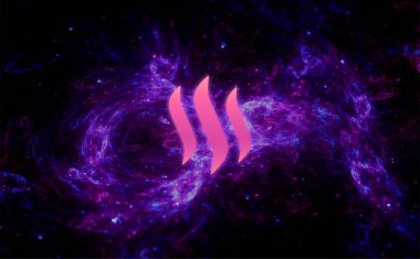 Steem crypto para birimi. Soyut arkaplanda Steem