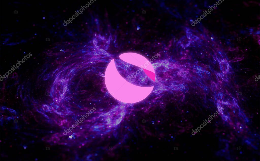 Terra Luna crypto currency. Luna on abstract background.