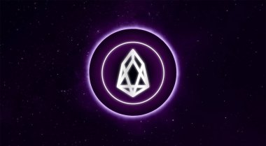EOS şifreli para birimi. Soyut arkaplanda EOS. EOS