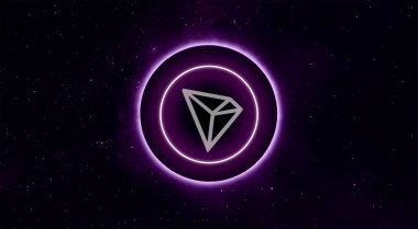 Tron (TRX) kripto para birimi. Soyut arkaplanda Tron