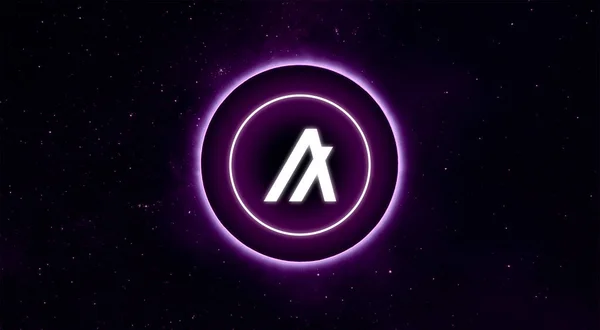 Soyut arkaplanda Algo simgesi. Algo şifreleme para birimi.