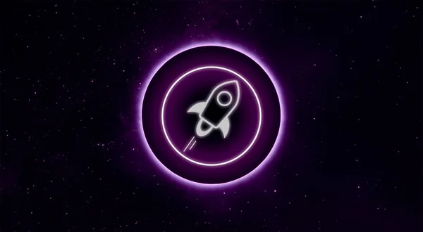 Hvězdný Symbol Kryptoměny Mince Blockchain Technologie Hvězdné Abstraktním Pozadí — Stock fotografie