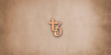 Tezos şifreli para birimi. Tezos soyut arkaplan üzerine.