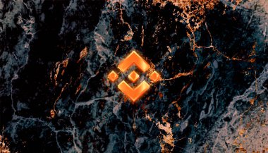 Soyut arkaplanda BNB logosu. BNB şifreleme para birimi simgesi