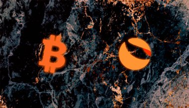 Bitcoin ve Terra Luna şifreleme arkaplanı. 