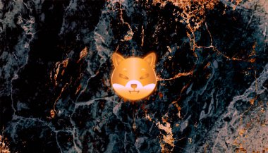 Shiba kripto para birimi temalı pankart. Shiba (SHIB INU) simgesi