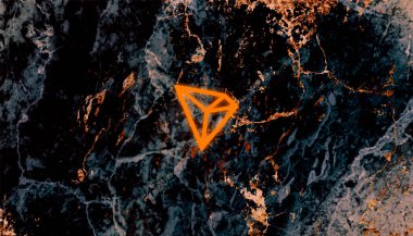 Tron (TRX) kripto para birimi. Soyut arkaplanda Tron