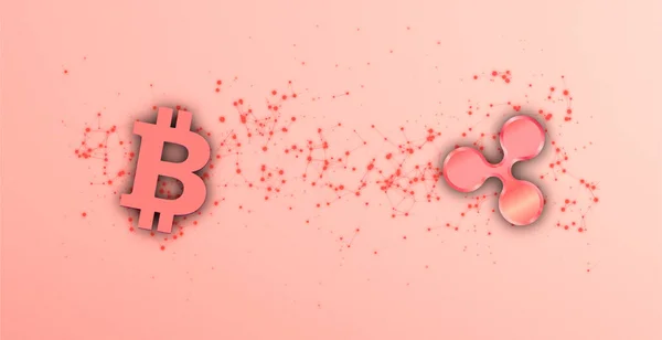 Btc Und Xrp Hintergrund Wellemünze Bitcoin — Stockfoto