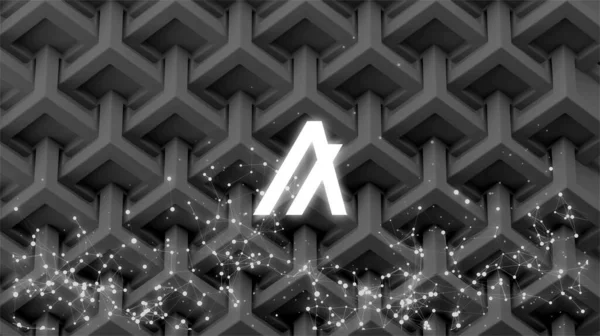 Soyut arkaplanda Algo simgesi. Algo şifreleme para birimi.