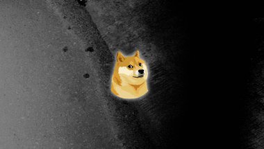Dogecoin Doge bayrağı. DOGE para kripto para kavramı pankart arkaplanı