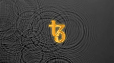 Tezos şifreli para birimi. Tezos soyut arkaplan üzerine.