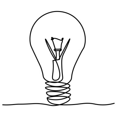 Tek bir çizgiyle çizmek bir ampuldür. Tasarımınız için bir simge, bir fikrin işareti, yeşil enerji.  