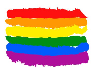 Fırça darbeleriyle boyanmış LGBT bayrağı. LGBT toplumunu popülerleştirmek ve desteklemek için oluşturulan altı renkli gökkuşağı bayrağı.