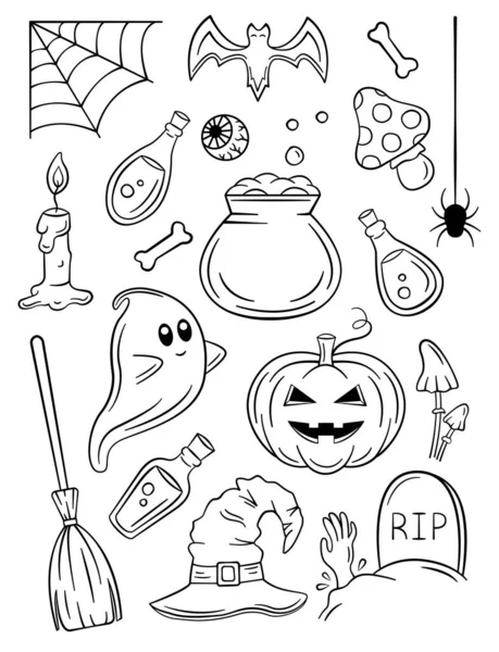 Desenho De Elementos De Halloween Desenhados à Mão Ilustração Stock -  Ilustração de jogo, pronto: 237967852