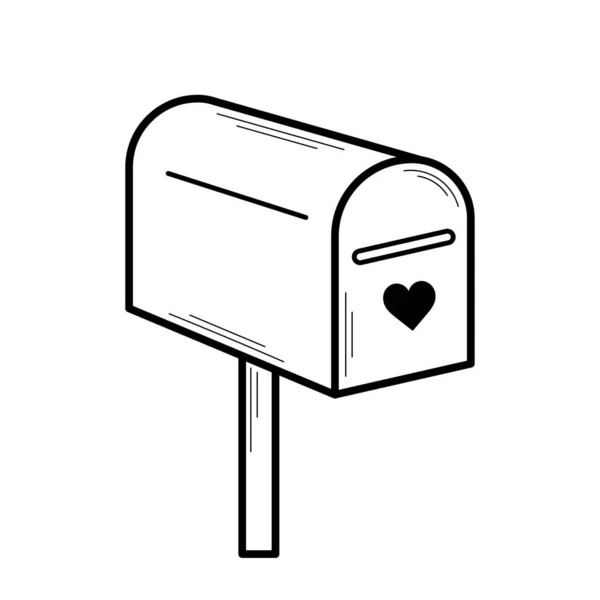 ラブレター用ハートアイコン付きメールボックス バレンタインデーのコンセプト 手描きのスケッチスタイル 独立したベクトル図 — ストックベクタ