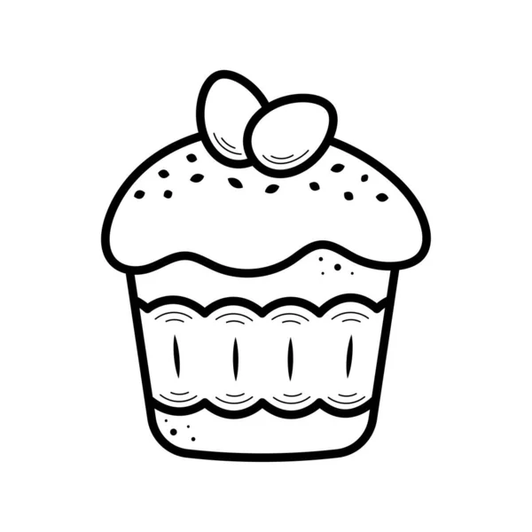 Easter Cake Hand Drawn Simple Icon Sketch Style Isolated Vector — Stock Vector