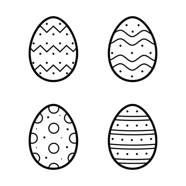 Ostereier Mit Ornamenten Handgezeichnetes Symbol Doodle Line Stil Isolierte Vektorillustration — Stockvektor