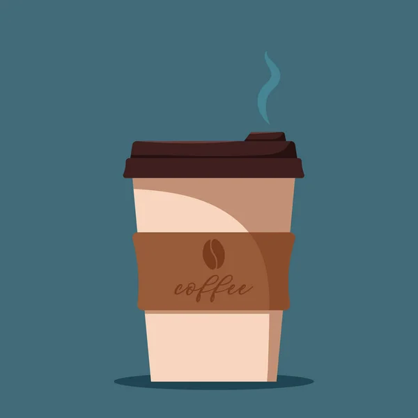 Kaffeetasse Vorhanden Einwegpapier Oder Plastikbecher Mit Heißem Kaffee Vektorillustration Flachen — Stockvektor