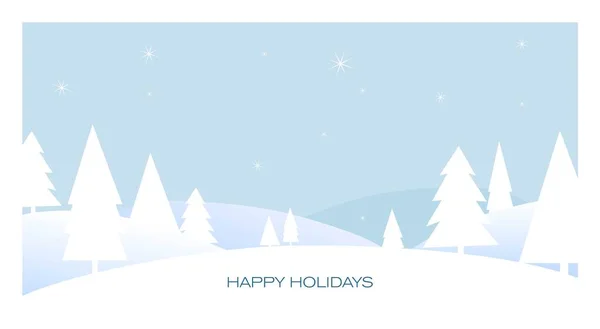 Bosque Nevado Con Abeto Tarjeta Navidad — Vector de stock