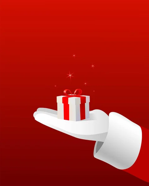 Geschenkkarton Der Hand Des Weihnachtsmannes Illustration Weihnachten Oder Neujahr — Stockvektor