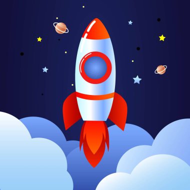 Donanma arka planında bulutlar olan roket. EPS 10