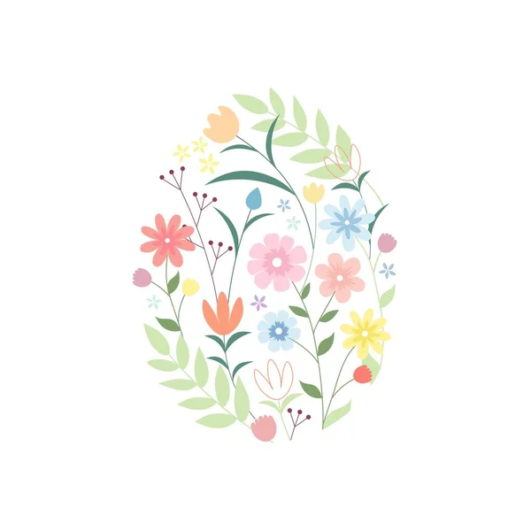 Easter Greeting Cute Design Spring Flowers Vector Illustration — Stock Vector