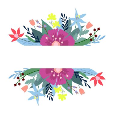 Vektör çiçek sınırı. Metin alanı ile illüstrasyon.