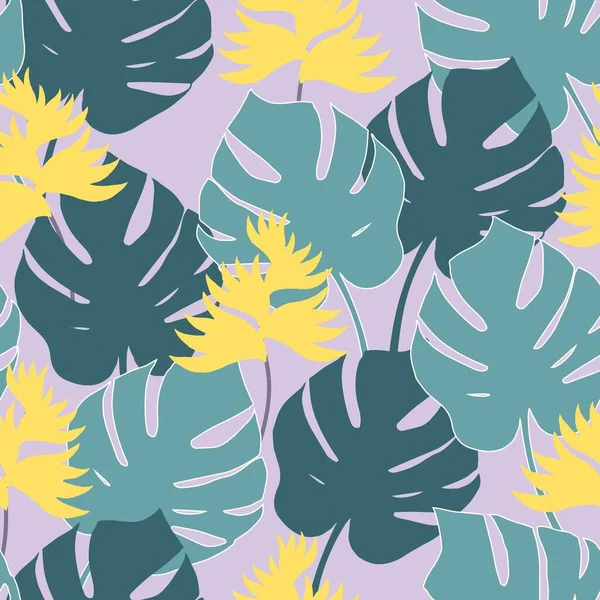 Motif Vectoriel Sans Couture Avec Des Fleurs Jaunes Des Feuilles — Image vectorielle