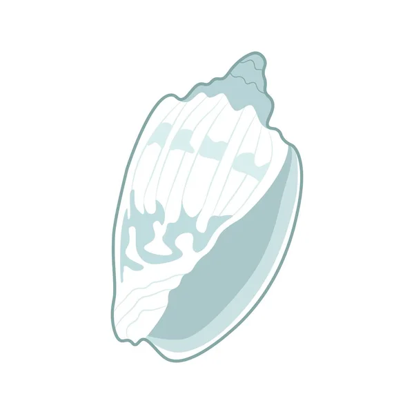 Beyaz Arka Planda Güzel Bir Mavi Deniz Kabuğu Tek Deniz — Stok Vektör