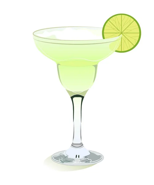 Cocktail Verão Com Limão Ilustração Vetorial Coquetel Margarita — Vetor de Stock