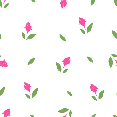 Beyaz arka planda pembe güller. Kusursuz vektör deseni.