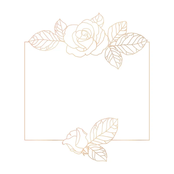 Nice Floral Card Gold Rose White Background Vector Illustration — Stock Vector