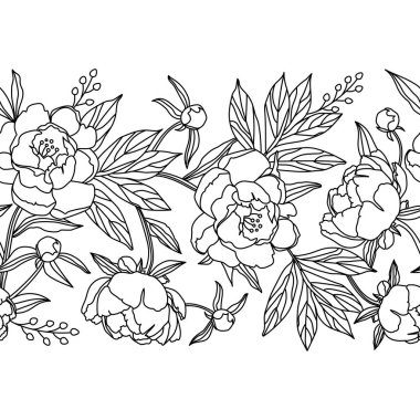 Beyaz arka planda siyah şakayıklı sınır