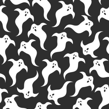 Beyaz hayaletle kusursuz vektör deseni. Cadılar Bayramı geçmişi