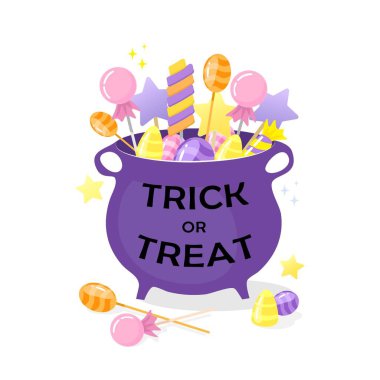 Şekerli Cadılar Bayramı çömleği. Siyah metni düzenle ya da tedavi et