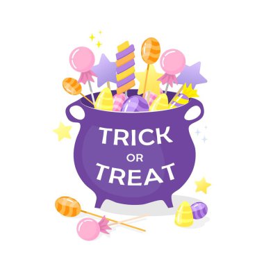 Şekerli Cadılar Bayramı çömleği. Beyaz metni düzenle ya da tedavi et