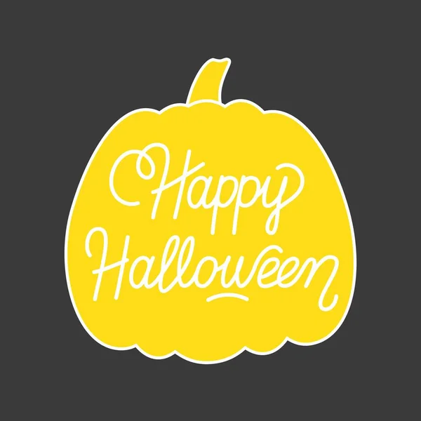 Boldog Halloween Feliratot Egy Sárga Tök — Stock Vector