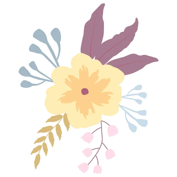 Composición Con Coloridas Flores Hojas — Vector de stock