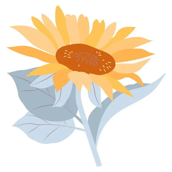 Tournesol Décoratif Fleurs Jaunes Aux Feuilles Colorées — Image vectorielle