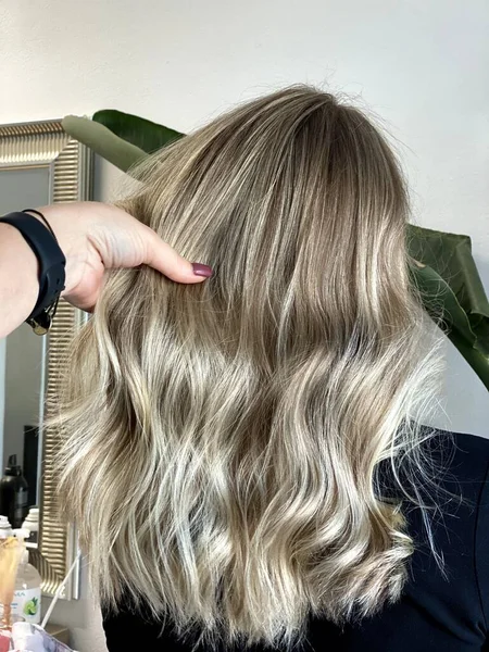 Hermoso Cabello Teñido Pelo Salón Belleza Hermoso Pelo Para Colorear — Foto de Stock