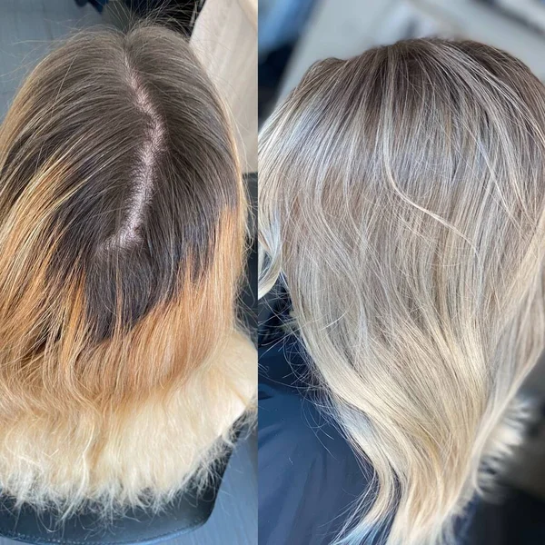 Schönes Haar Gefärbte Haare Einem Schönheitssalon Schöne Haarfärbung — Stockfoto