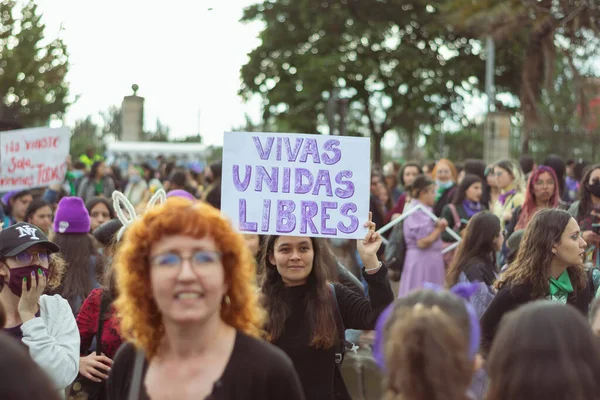 Colombian Woman Holds Banner Reads Spanish Vivas Uni — Photo