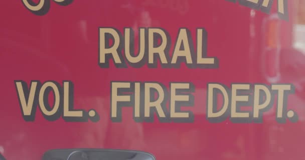 Szczegóły Wozu Strażackiego Dla Straży Pożarnej Ochotników Wiejskich — Wideo stockowe