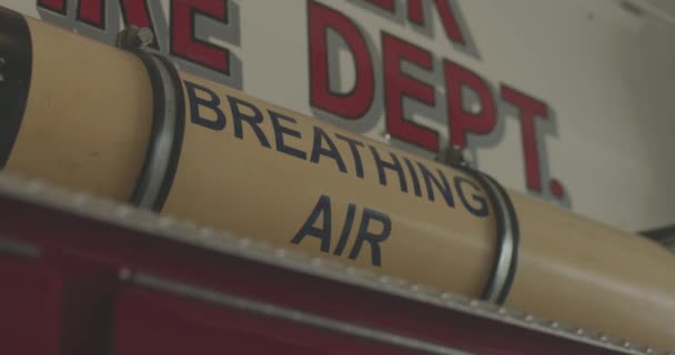 Tanque Respiração Motor Incêndio — Vídeo de Stock