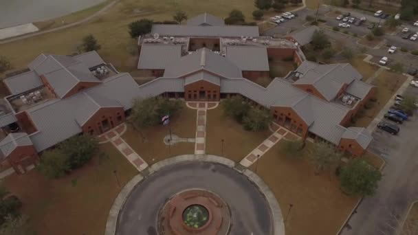 Police Station Headquarters Building Overhead Aerial Perspective — Stock Video