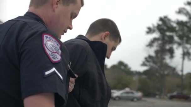 Police Officer Arrests Drunk Driver Who Failed Dui Test Traffic — Stock Video