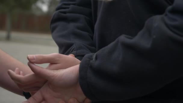 Police Officer Handcuffs Drunk Driver Who Failed Dui Test Traffic — Stock Video