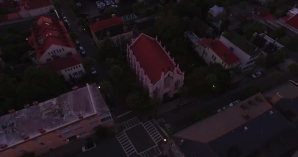 Flygperspektiv Den Ikoniska Ananas Fontänen Och Charleston Harbor Från Charleston — Stockvideo