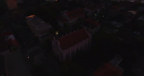 Perspectiva Aérea Que Desciende Sobre Icónica Fuente Piña Puerto Charleston — Vídeo de stock