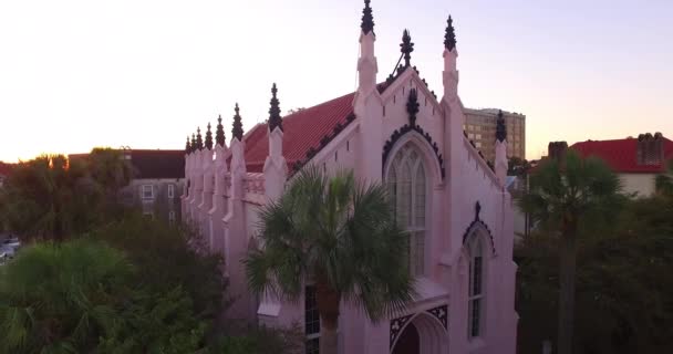 Charleston Den Ikonik Pineapple Fountain Charleston Harbor Hava Perspektifi Geliyor — Stok video